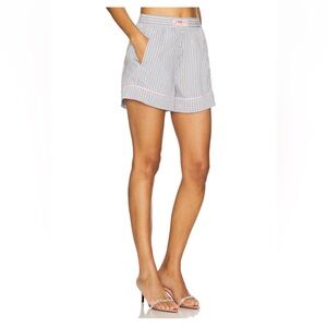 NWOT‎ GANNI Yarn Dyed Stripe Elasticated Shorts in Soft Chambray